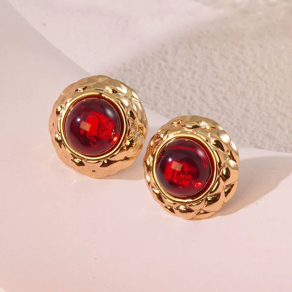 Stainless Steel Round Cake Geometric Style Electroplated Earrings For Women
