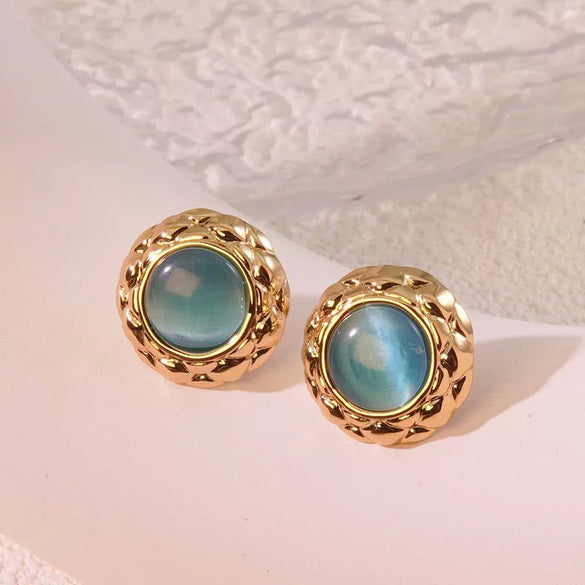 Stainless Steel Round Cake Geometric Style Electroplated Earrings For Women