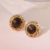 Stainless Steel Round Cake Geometric Style Electroplated Earrings For Women