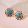 Stainless Steel Round Cake Geometric Style Electroplated Earrings For Women