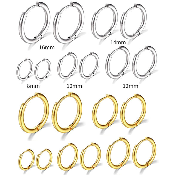 Stainless Steel Round Circle Electroplating Men's Body Piercing Jewelry Earrings