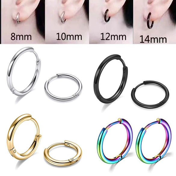 Stainless Steel Round Circle Electroplating Men's Body Piercing Jewelry Earrings