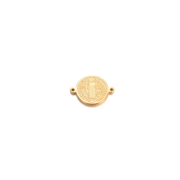 Stainless Steel Round Cross Double Hole Oil Pressure Diy Pendant For Bracelet Necklace Accessories Electroplated