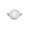 Stainless Steel Round Cross Double Hole Oil Pressure Diy Pendant For Bracelet Necklace Accessories Electroplated