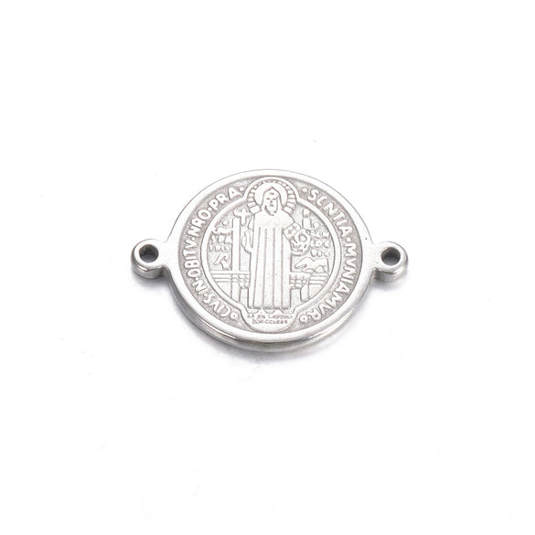 Stainless Steel Round Cross Double Hole Oil Pressure Diy Pendant For Bracelet Necklace Accessories Electroplated