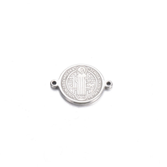 Stainless Steel Round Cross Double Hole Oil Pressure Diy Pendant For Bracelet Necklace Accessories Electroplated