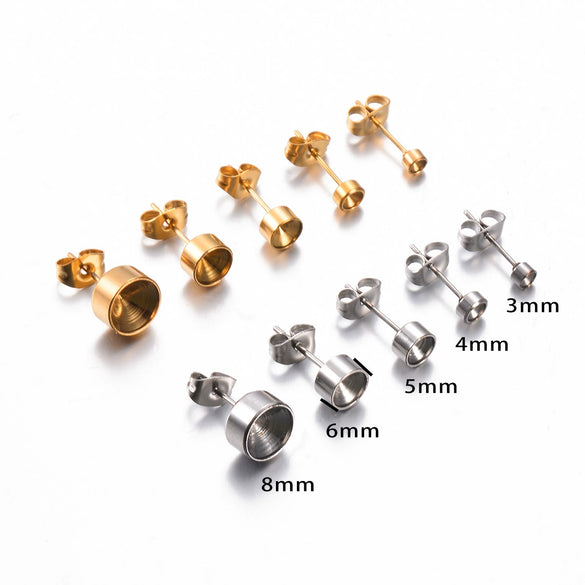 Stainless Steel Round Diamond Earrings Set With Electroplating Treatment Jewelry Accessories