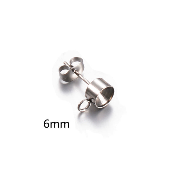 Stainless Steel Round Diamondstudded Earring Base With Lifting Ear Pin And Welding Ring Electroplated Accessories