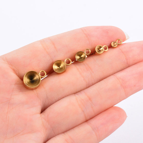 Stainless Steel Round Diamondstudded Earring Base With Lifting Ear Pin And Welding Ring Electroplated Accessories