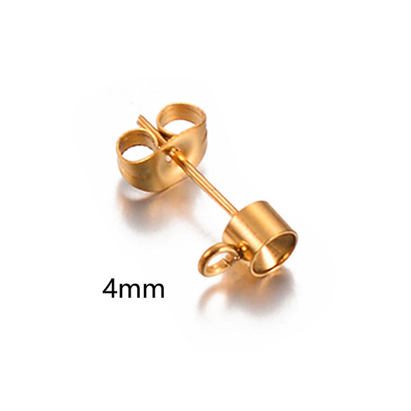 Stainless Steel Round Diamondstudded Earring Base With Lifting Ear Pin And Welding Ring Electroplated Accessories