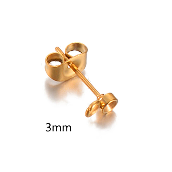 Stainless Steel Round Diamondstudded Earring Base With Lifting Ear Pin And Welding Ring Electroplated Accessories