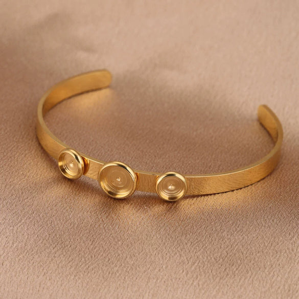 Stainless Steel Round Diy Jewelry Accessories Bracelet With Polishing And 18K Gold Vacuum Plating
