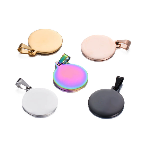 Stainless Steel Round Dog Tag Pendant Jewelry Accessories Electroplated