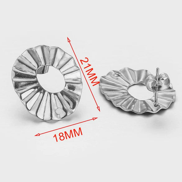 Stainless Steel Round Ear Studs Accessories Handmade Vacuum Gold Plated Earrings