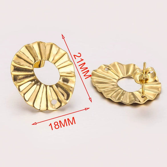 Stainless Steel Round Ear Studs Accessories Handmade Vacuum Gold Plated Earrings