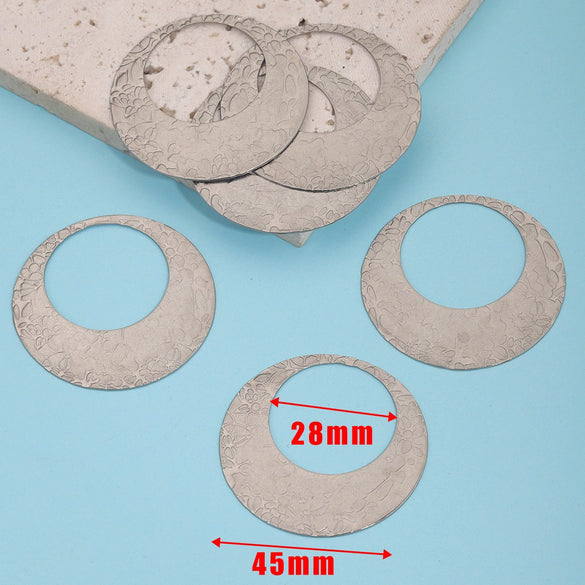 Stainless Steel Round Exaggerated Earrings Pendant With Totem Pattern And Electroplating Process Diy Jewelry Accessories