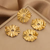 Stainless Steel Round Flower Stud Earrings With Fish Pattern And Electroplating Process Diy Jewelry Making Supplies