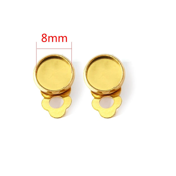 Stainless Steel Round Frog Ear Clip Earrings With Electroplating