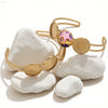 Stainless Steel Round Gemstone Bracelet 18K Gold Vacuum Plated Diy Jewelry Accessory