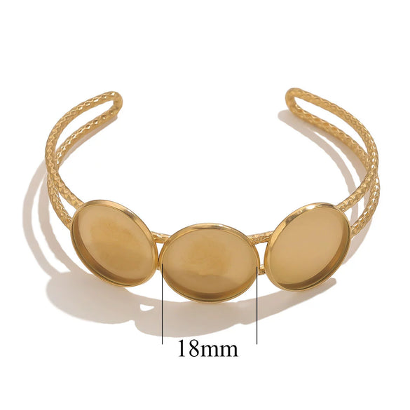 Stainless Steel Round Gemstone Bracelet 18K Gold Vacuum Plated Diy Jewelry Accessory