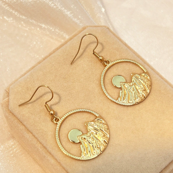 Stainless Steel Round Geometric Earrings Handmade Highend Jewelry Vacuum 18K Electroplated Gold For Women