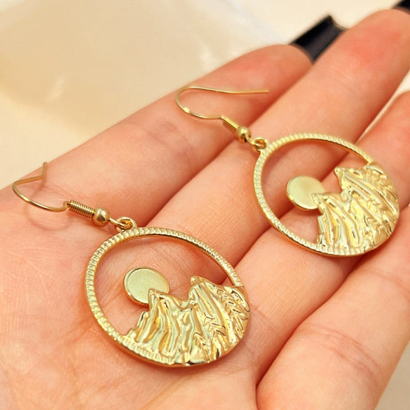 Stainless Steel Round Geometric Earrings Handmade Highend Jewelry Vacuum 18K Electroplated Gold For Women