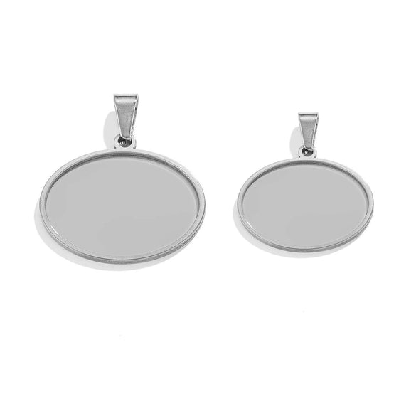 Stainless Steel Round Geometric Necklace Pendant With Melon Buckle And Electroplating Treatment