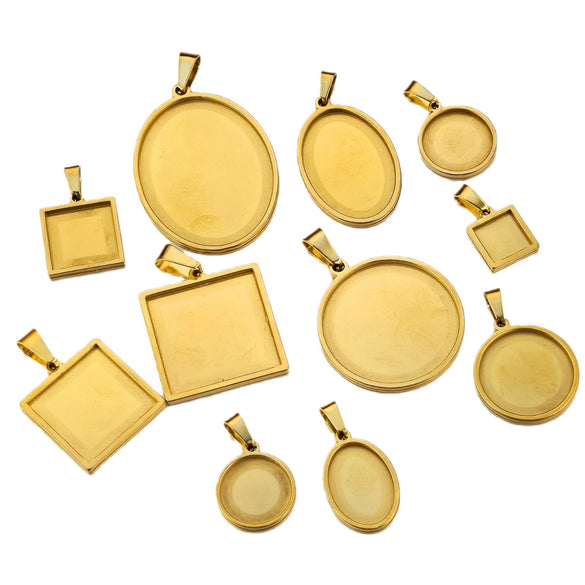 Stainless Steel Round Geometric Necklace Pendant With Melon Buckle And Electroplating Treatment