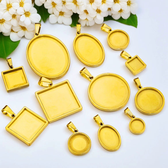 Stainless Steel Round Geometric Necklace Pendant With Melon Buckle And Electroplating Treatment