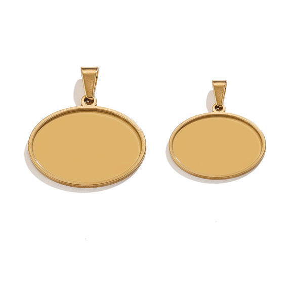 Stainless Steel Round Geometric Necklace Pendant With Melon Buckle And Electroplating Treatment