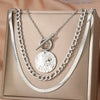 Stainless Steel Round Geometric Pendant Necklace With Oshaped Chain And Electroplated Finish Fashion Jewelry For Men And Women