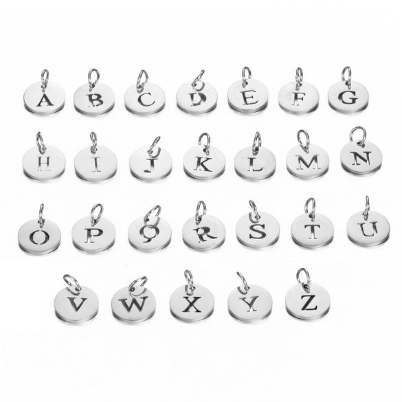 Stainless Steel Round Hollow English Letters Pendant Diy Jewelry Accessories Electroplated