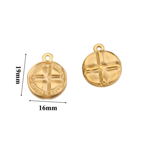 Stainless Steel Round Irregular Pendant Jewelry Accessories With Fish Pattern Diy Handmade Electroplated Cartoon And Animal Style