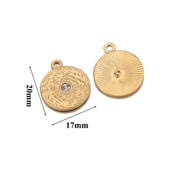 Stainless Steel Round Irregular Pendant Jewelry Accessories With Fish Pattern Diy Handmade Electroplated Cartoon And Animal Style