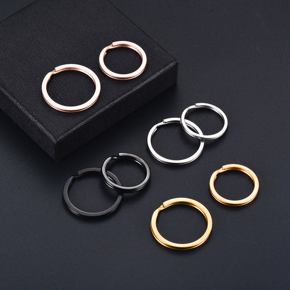 Stainless Steel Round Key Ring Pendant Decoration Electroplated Diy Accessories