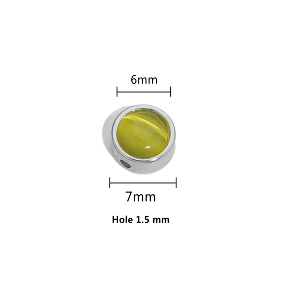 Stainless Steel Round Loose Beads Diy Jewelry Accessories With Cat's Eye Stone And Electroplating Treatment