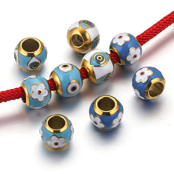 Stainless Steel Round Loose Beads Electroplated Jewelry Accessories For Diy Necklace Bracelet