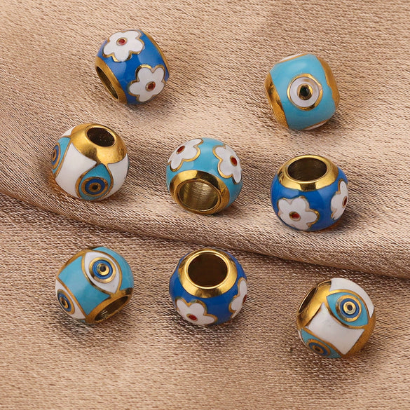 Stainless Steel Round Loose Beads Electroplated Jewelry Accessories For Diy Necklace Bracelet
