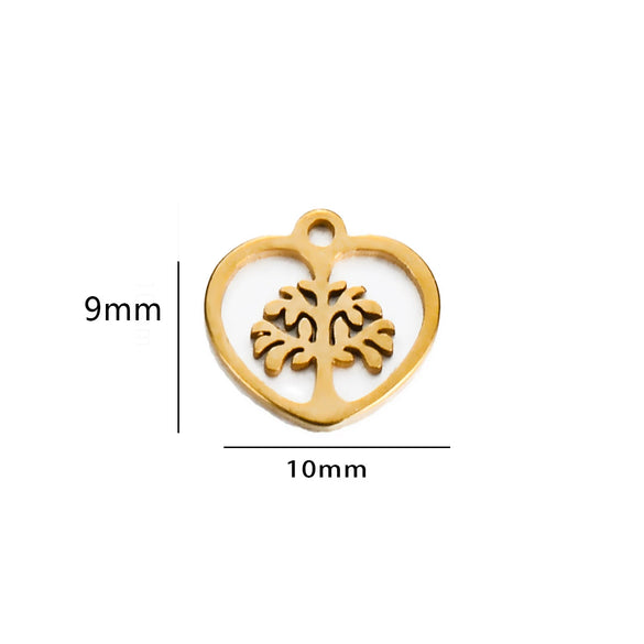 Stainless Steel Round Love Tree Pendant Bracelet Necklace Electroplating Accessories