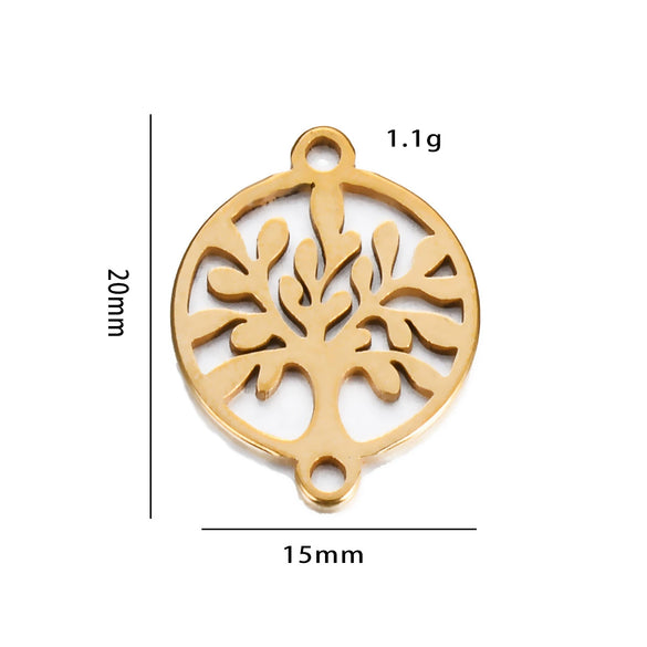Stainless Steel Round Love Tree Pendant Bracelet Necklace Electroplating Accessories