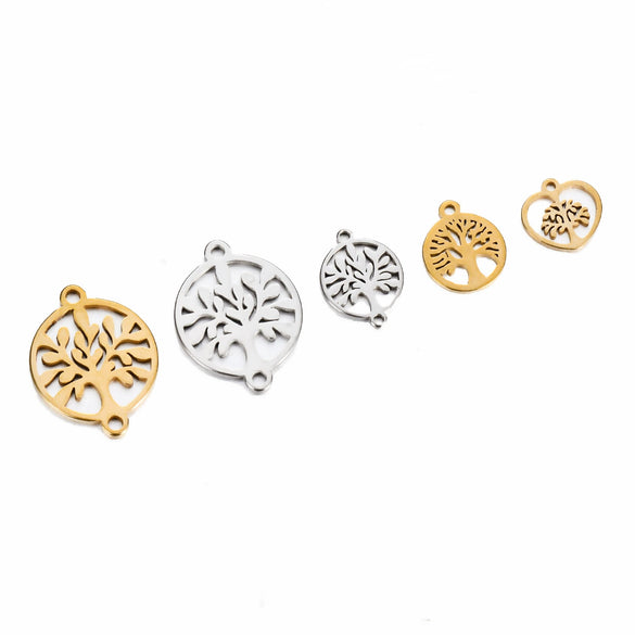 Stainless Steel Round Love Tree Pendant Bracelet Necklace Electroplating Accessories