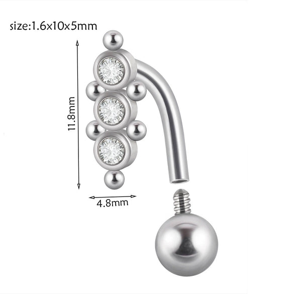 Stainless Steel Round Navel Ring With Welding Ball And Curved Rod Electroplating Style Unisex
