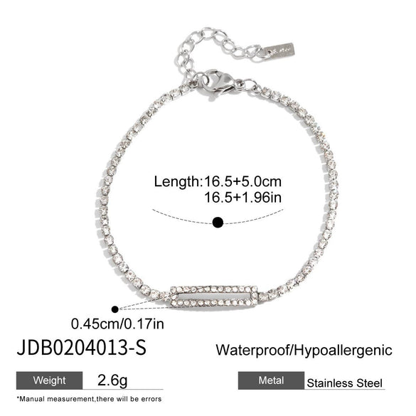Stainless Steel Round Pink Zirconium Women's Bracelet With Electroplating Geometric Design