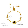 Stainless Steel Round Plate Diamond Chain Pullout Electroplated Women's Bracelet