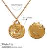 316L Stainless Steel Round Plate Twelve Constellation Pattern Pendant Necklace For Women Electroplated