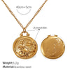 316L Stainless Steel Round Plate Twelve Constellation Pattern Pendant Necklace For Women Electroplated
