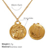 316L Stainless Steel Round Plate Twelve Constellation Pattern Pendant Necklace For Women Electroplated