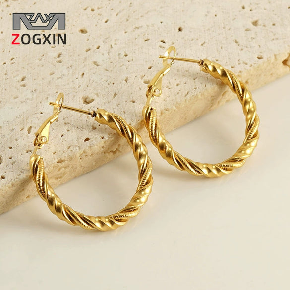 316L Stainless Steel Round Spiral Geometric Electroplated Women's Earrings