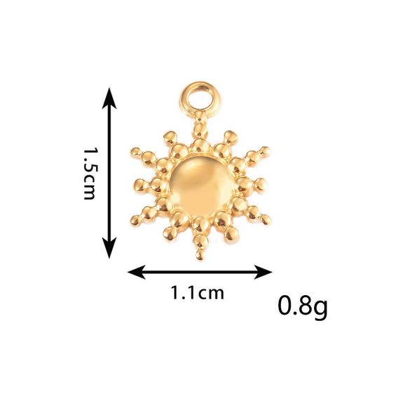 Stainless Steel Round Sun And Star Element Jewelry Accessories With Electroplating For Necklace Bracelet Earrings
