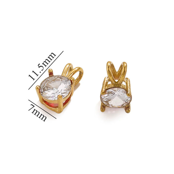 Stainless Steel Round Zircon Pendant Jewelry Accessories Electroplated 18K Gold For Diy Necklace Earrings